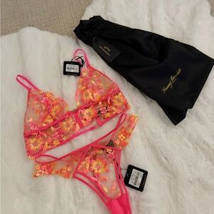 Honey Birdette Set Summer Neon pink Lingerie